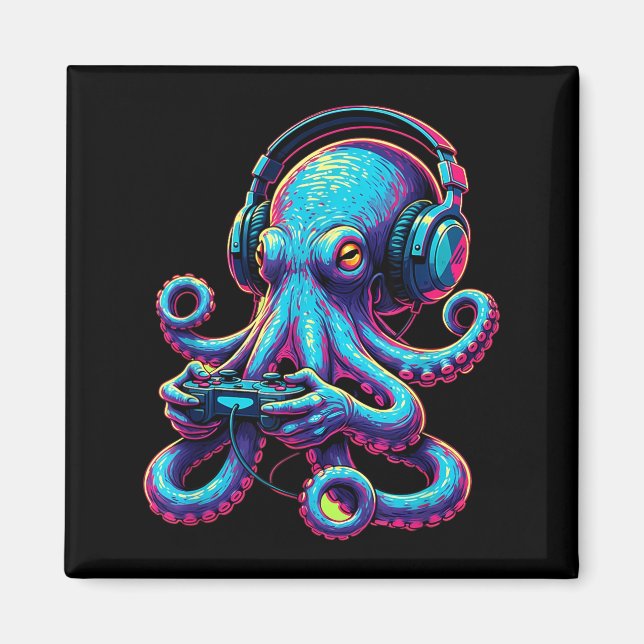 Octopus Gaming Animal Video Games Funny Octopus  Magnet (Front)