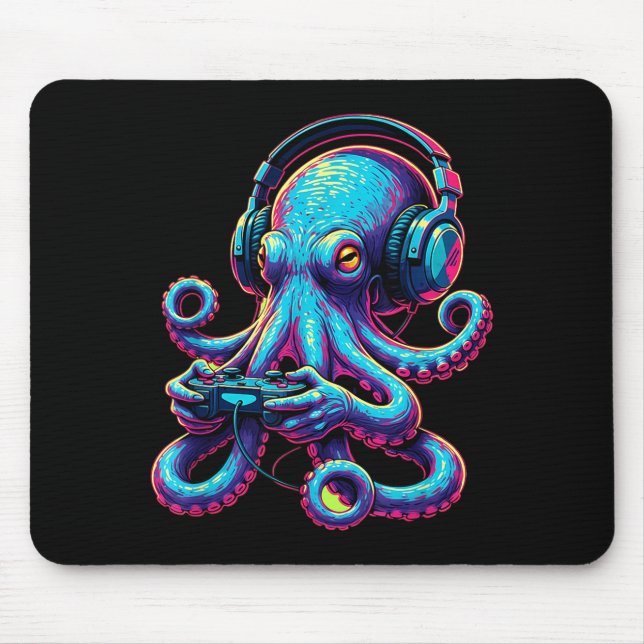 Octopus Gaming Animal Video Games Funny Octopus  Mouse Mat (Front)
