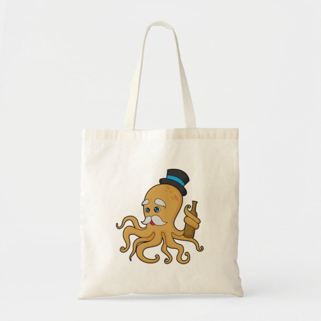 Octopus Gentleman Hat Tote Bag (Front)