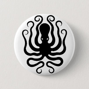 Octopus, Greek relief design 6 Cm Round Badge