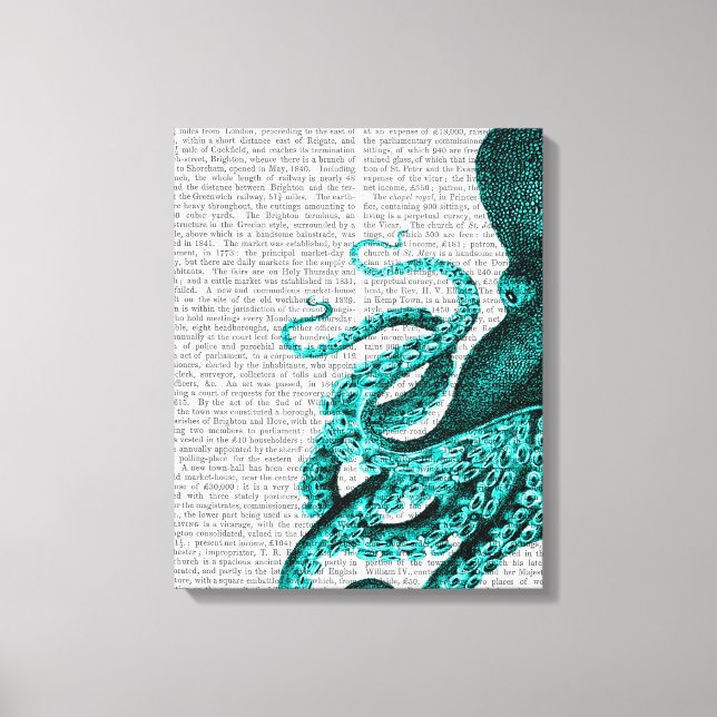Octopus Green Half Canvas Print (Front)