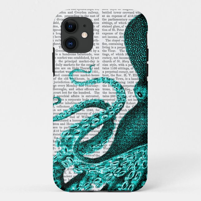 Octopus Green Half Case-Mate iPhone Case (Back)