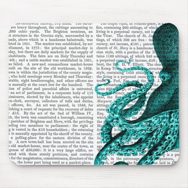 Octopus Green Half Mouse Mat (Front)