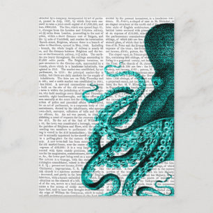 Octopus Green Half Postcard