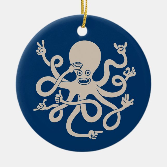 Octopus Hands Ceramic Tree Decoration (Front)