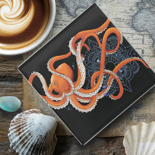 Octopus Henna Glass Coaster