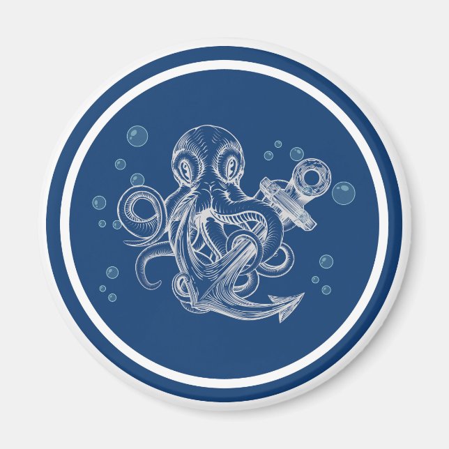 Octopus Holding Anchor Door Magnet (Front)