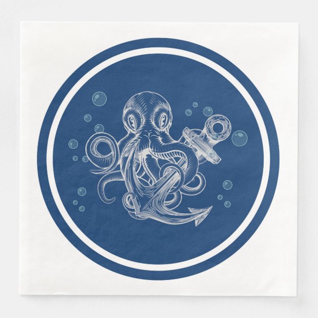 Octopus Holding Anchor Napkin (Front)