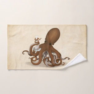 Octopus Holding Glass Flask Chemistry Steampunk Bath Towel Set