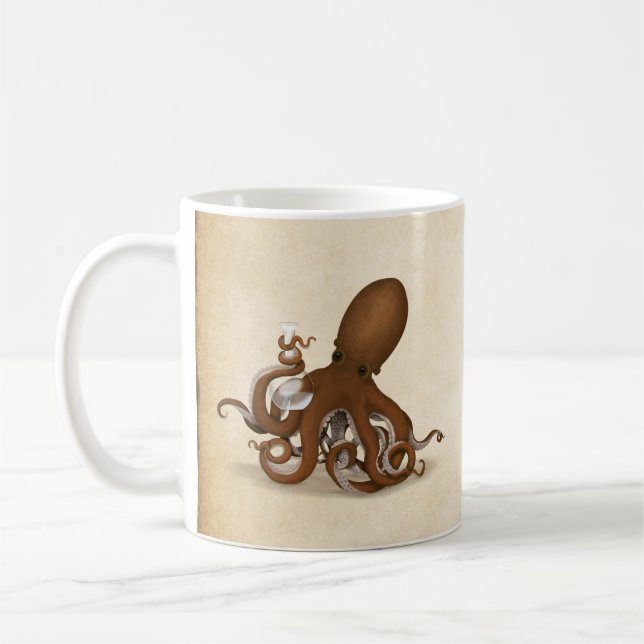 Octopus Holding Glass Flask Science Chemistry Coffee Mug (Left)
