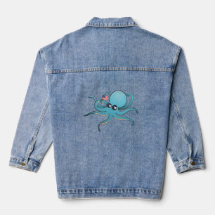 Octopus Holding The American Flag Denim Jacket