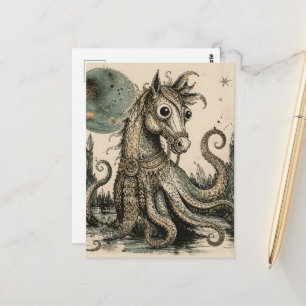 Octopus Horse Hybrid Creature Fantasy Art Postcard