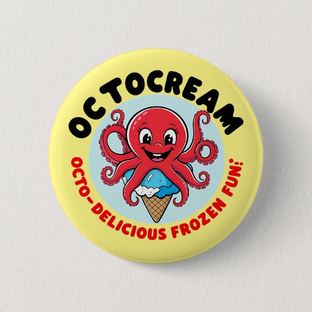 Octopus ice cream 6 cm round badge (Front)