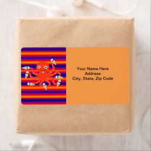 Octopus Ice Cream Stripe Labels