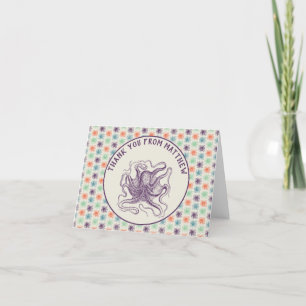 Octopus Illustrated Personalised Thank You Card
