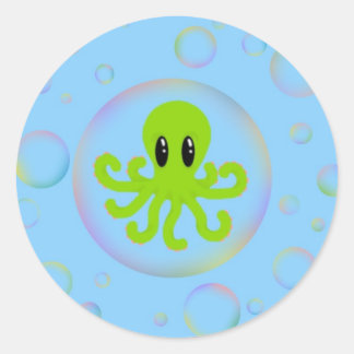 Octopus in a bubble classic round sticker