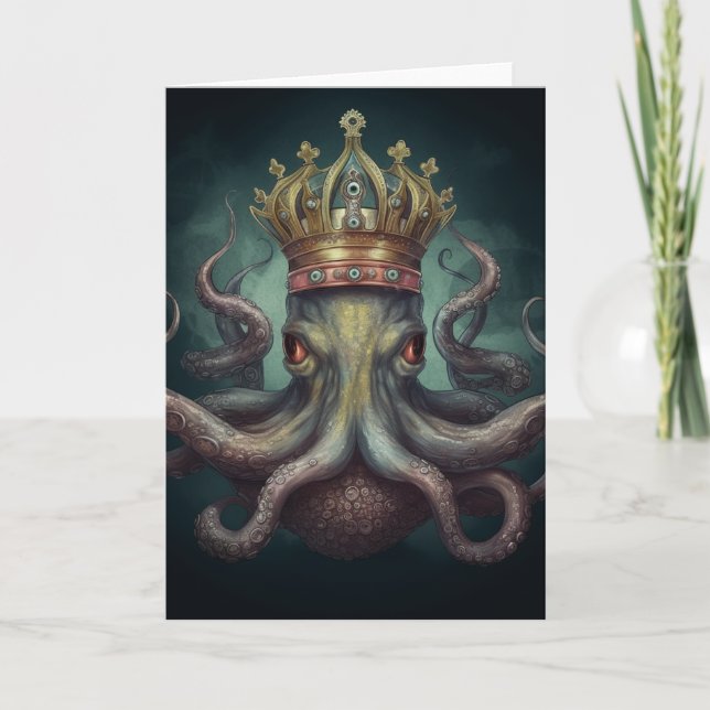 Octopus in a Crown all occasions Card (Front)