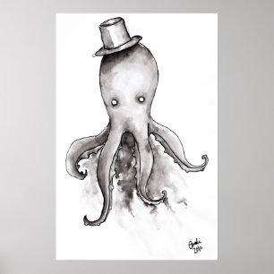 Octopus in a Hat Poster