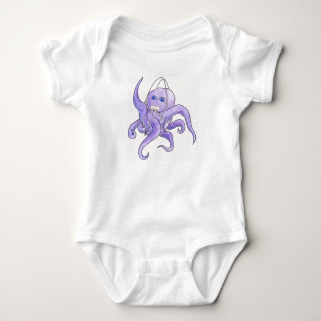 Octopus in a string bag baby bodysuit (Front)