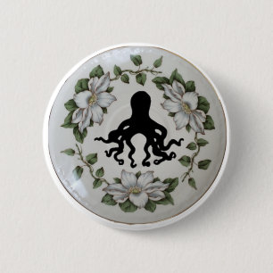 Octopus in a Teacup Pin Badge Button
