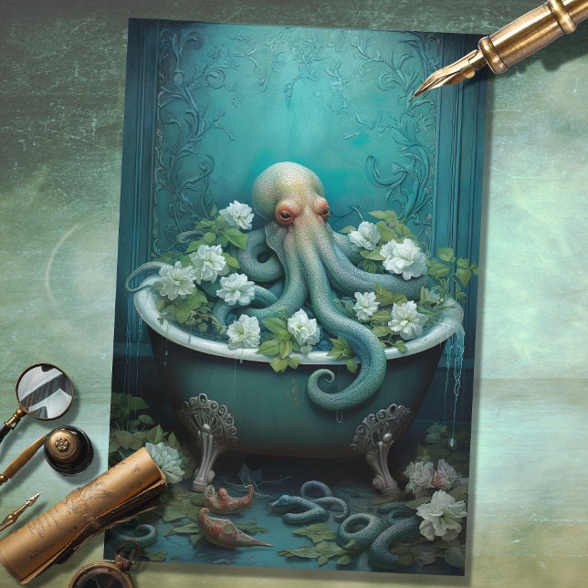 Octopus in Bathtub 5 Decoupage Paper (Creator Uploaded)