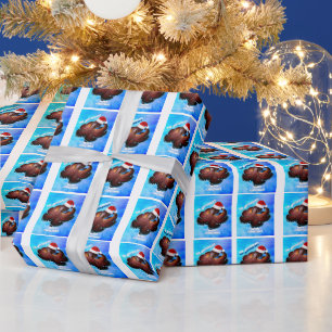 Octopus in Santa Hat  Wrapping Paper