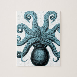 Octopus in Teal Jigsaw Puzzle