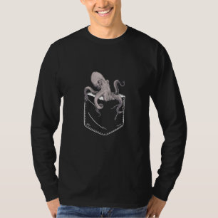 Octopus In The Breast Pocket Octopus Pocket Squid T-Shirt
