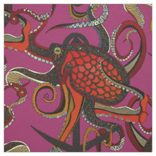 octopus ink berry pink fabric