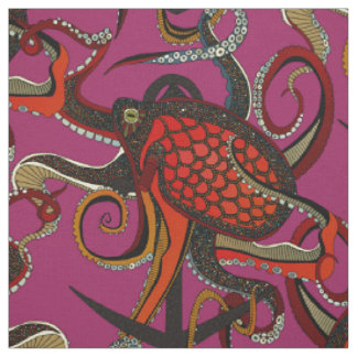 octopus ink berry pink fabric