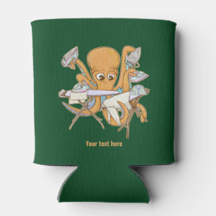 Octopus ironing, overwhelmed by chores. can cooler