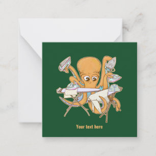 Octopus ironing, overwhelmed by chores. card