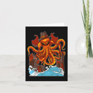 Octopus Japanese Monster Thanksgiving Day Fall Aut Card