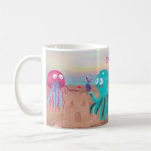 Octopus & Jellyfish Cartoon Coffee Mug