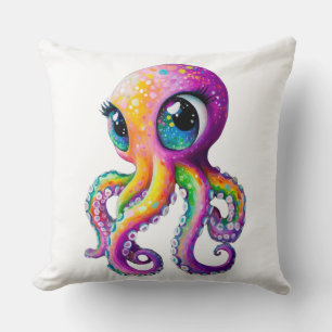Octopus Kawaii-style with large sparkling eyes. Cushion