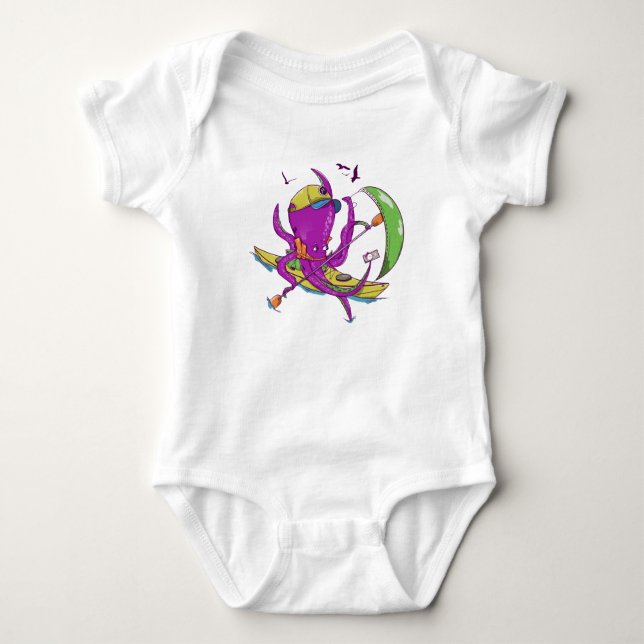 Octopus kayaking baby bodysuit (Front)