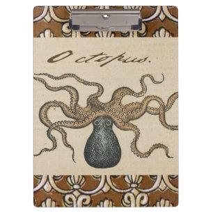 Octopus Kraken Antique Coastal Marine Wildlife Clipboard