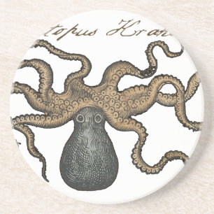 Octopus Kraken Antique Coastal Marine Wildlife Coaster