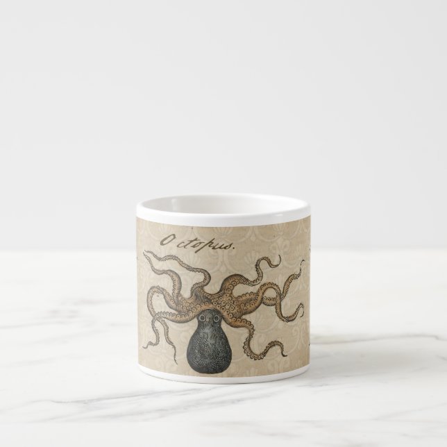 Octopus Kraken Antique Coastal Marine Wildlife Espresso Cup (Front)