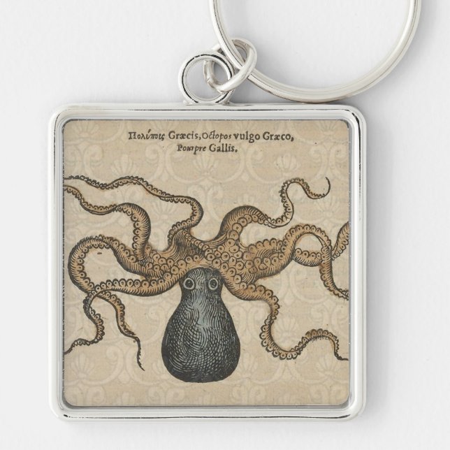Octopus Kraken Antique Coastal Marine Wildlife Key Ring (Front)