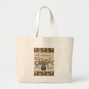 Octopus Kraken Antique Coastal Marine Wildlife Large Tote Bag