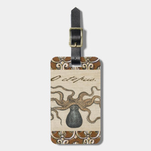 Octopus Kraken Antique Coastal Marine Wildlife Luggage Tag