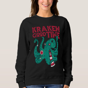 Octopus Kraken Good Time Wine   Sweatshirt