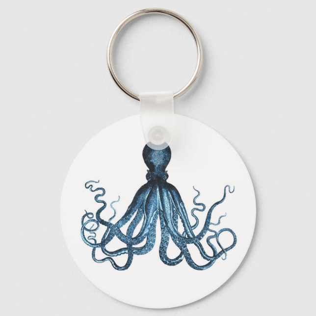 Octopus kraken nautical coastal ocean beach sea key ring (Front)