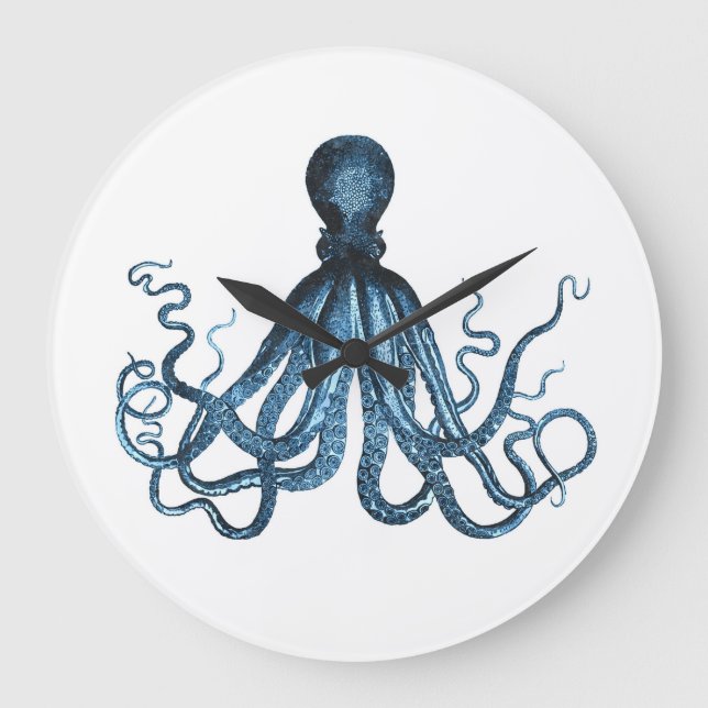 Octopus kraken nautical coastal ocean beach sea large clock (Front)