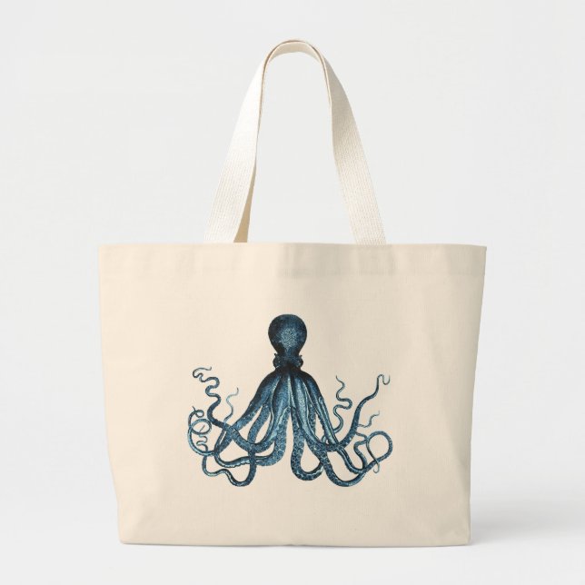 Octopus kraken nautical coastal ocean beach sea large tote bag (Front)