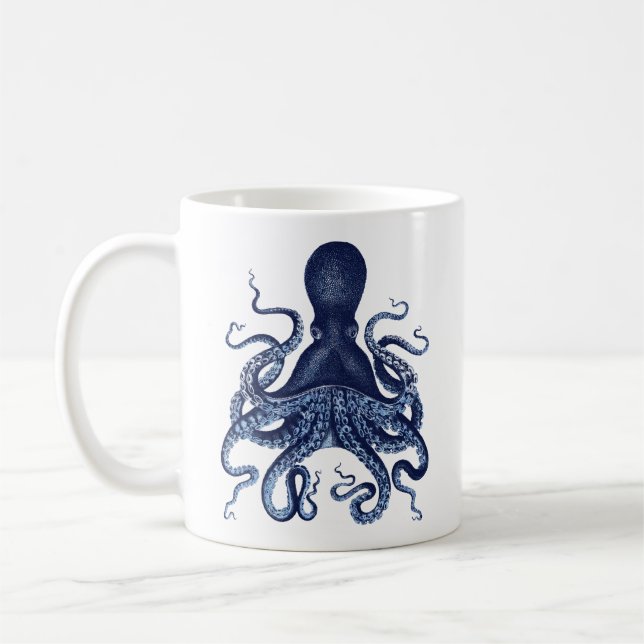 Octopus Kraken vintage engraving Coffee Mug (Left)