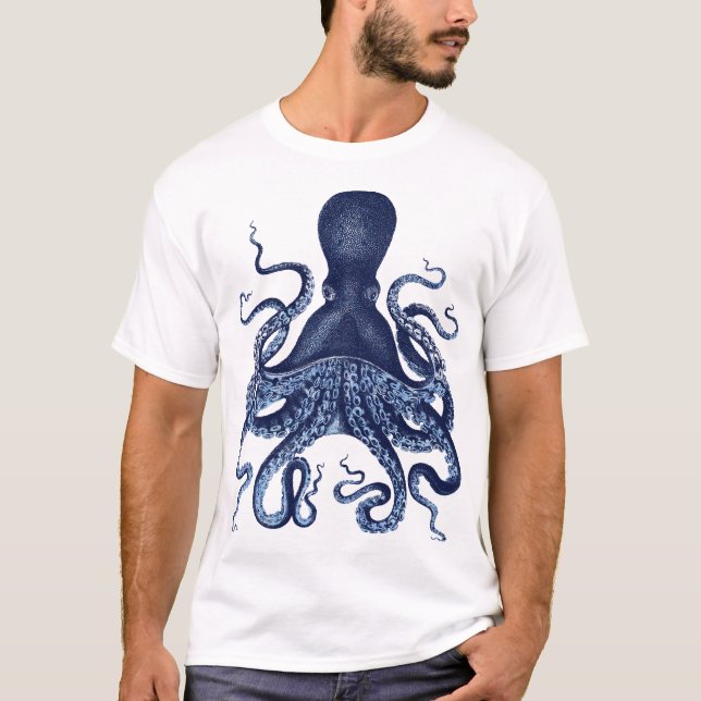 Octopus, Kraken, vintage, engraving , nautical, ma T-Shirt (Front)