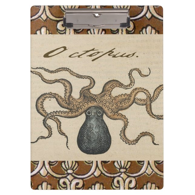 Octopus Kraken Vintage Illustration Clipboard (Front)