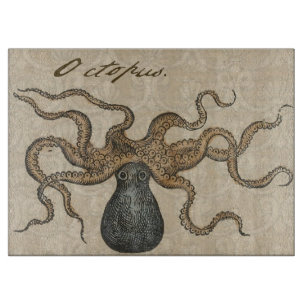Octopus Kraken Vintage Illustration Cutting Board